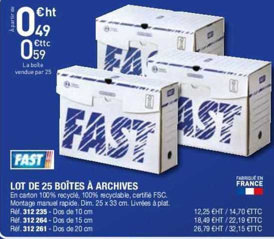 lot de 25 boîtes à archives fast