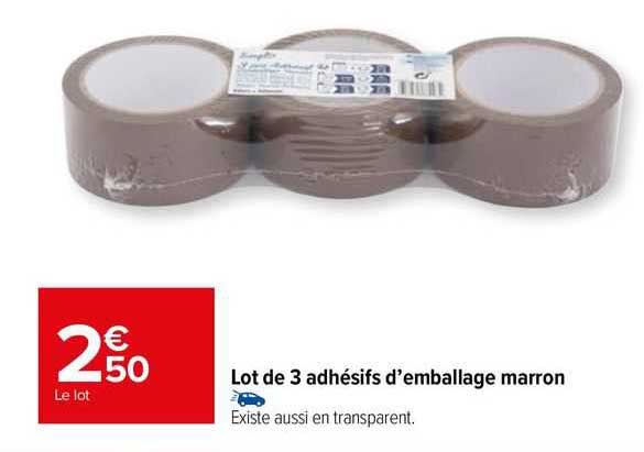 lot de 3 adhésifs d'emballage marron