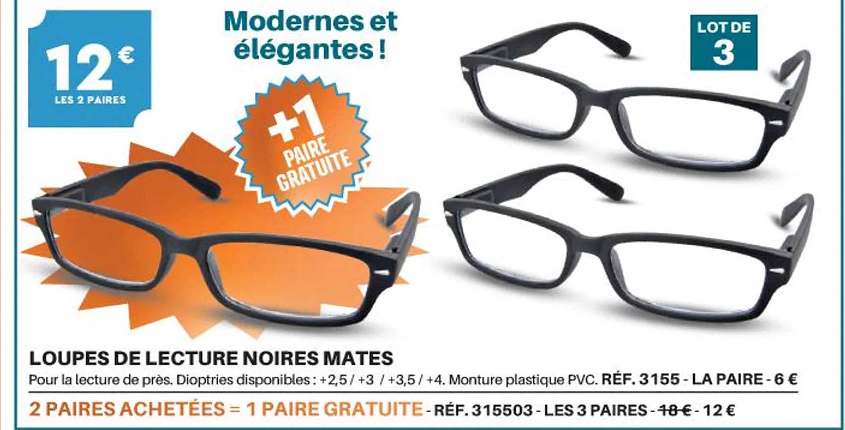 loupes de lecture noires mates