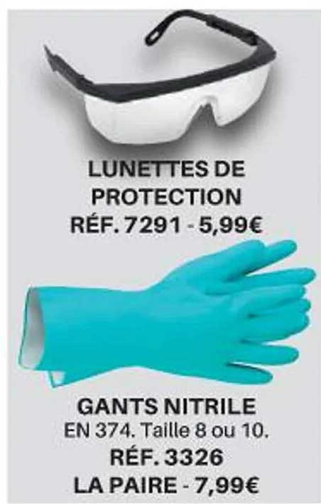 lunette de protection gants nitrile
