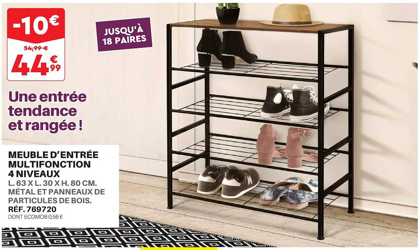 meuble d'entree multifonction 4 niveaux
