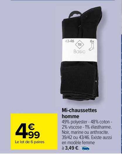 mi-chaussettes homme tex basic