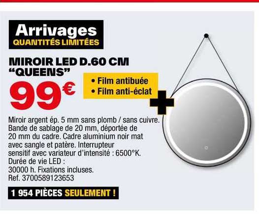 miroir led d. 60 cm "queens"