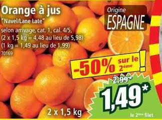orange à jus "navel/lane late"
