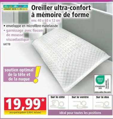 Oreiller Ultra-confort à Mémoire De Forme