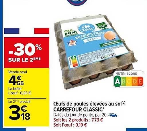 œufs de poules élevées au sol carrefour classic'