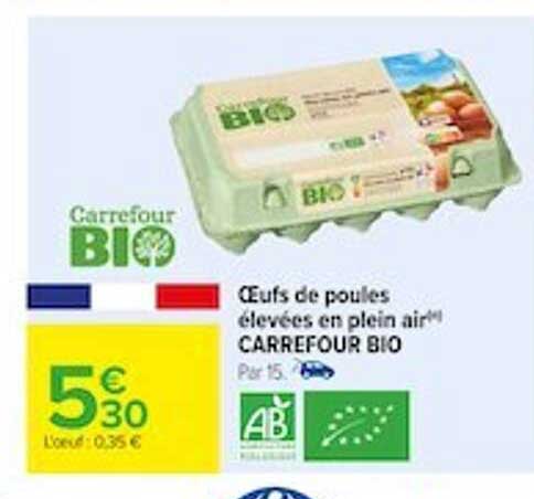œufs de poules élevées en plein air carrefour bio