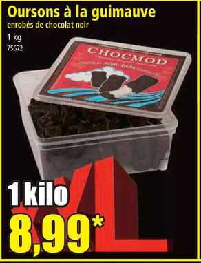 ourson à la guimauve enrobés de chocolat noir