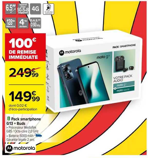 pack smartphone g13 + buds motorola