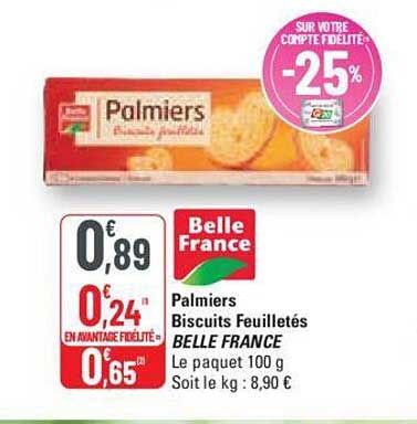 Palmiers Biscuits Feuilletés Belle France