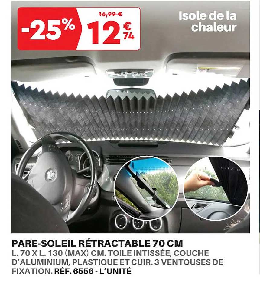 pare-soleil retractable 70 cm