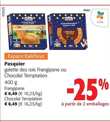 pasquier galette des rois frangipane ou chocolat temptation