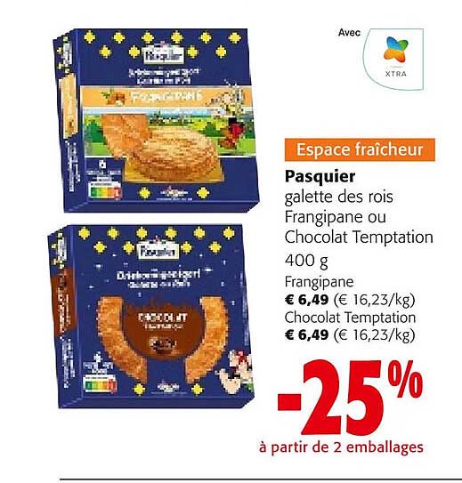 pasquier galette des rois frangipane ou chocolat temptation