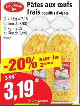 pâtes aux œufs frais coquilles d'alsace la colombe