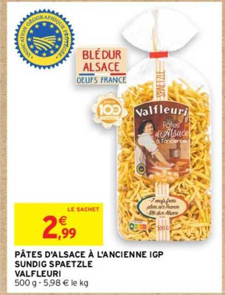Pâtes D'alsace à L'ancienne Igp Sundig Spaetzle Valfleuri