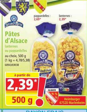 pâtes d'alsace lanternes ou pappardelles grand mère