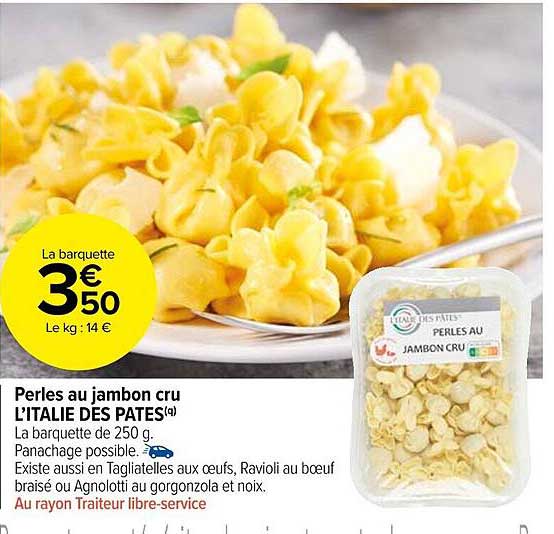 perles au jambon cru l'italie des pâtes