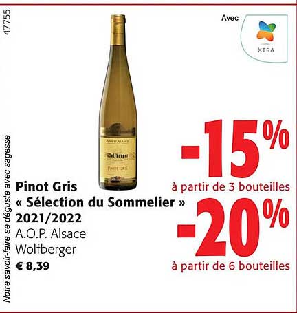 pinot gris «sélection du sommelier» 2021/2022 a.o.p. alsace wolfberger