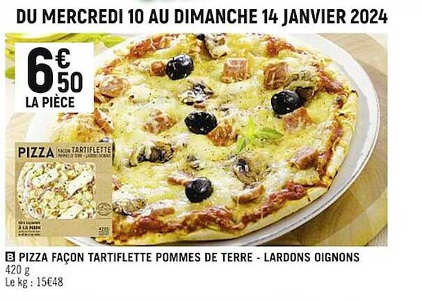pizza façon tartiflette pommes de terre - lardons oignons