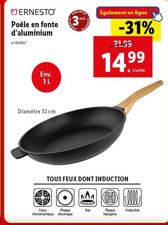 poêle à fonte d'aluminium ernesto