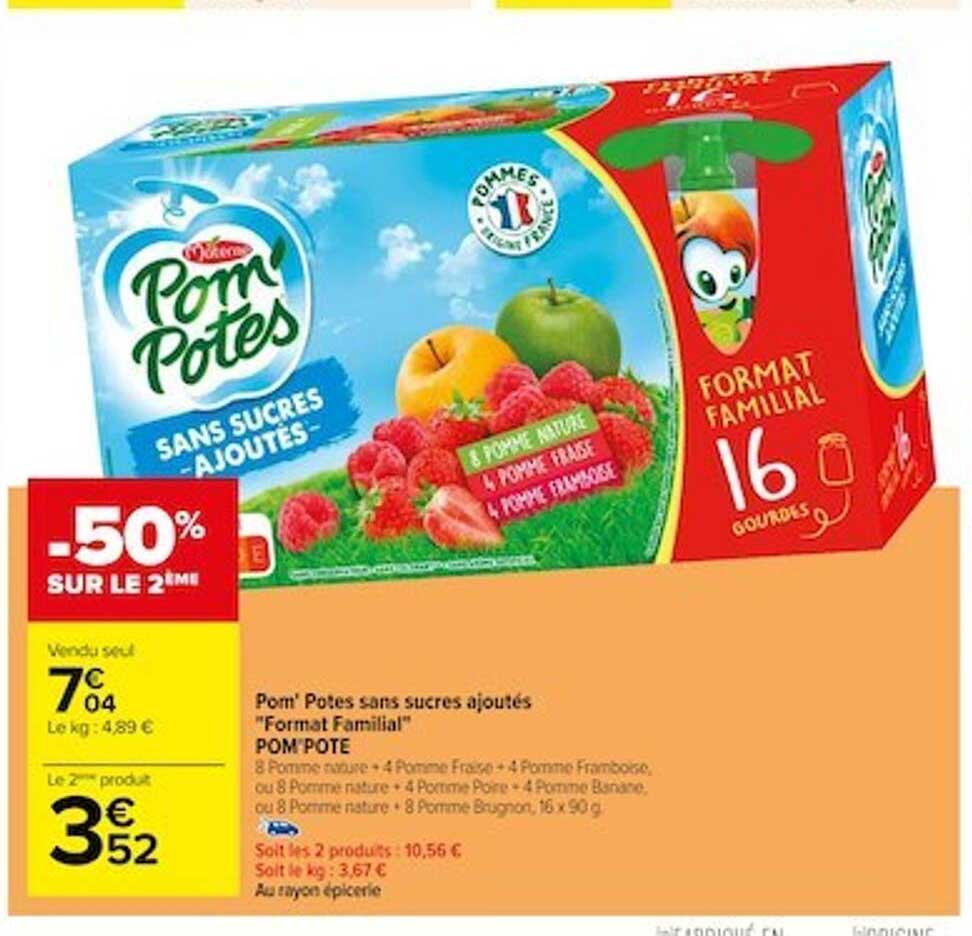 pom'potes sans sucres ajoutés "format familial"  pom'pote