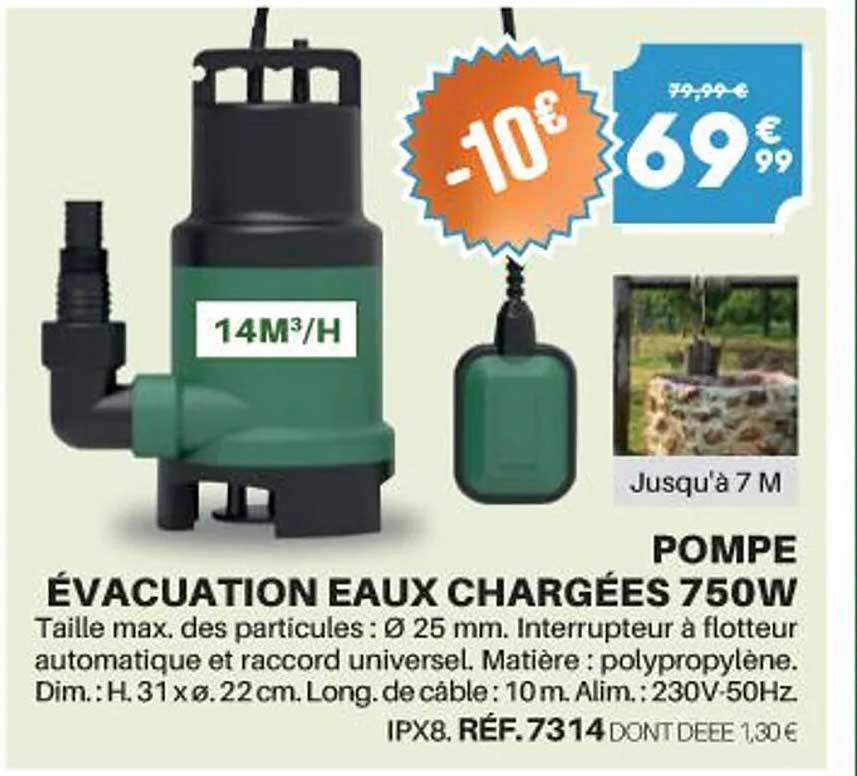 pompe évacuation eaux chargées 750w
