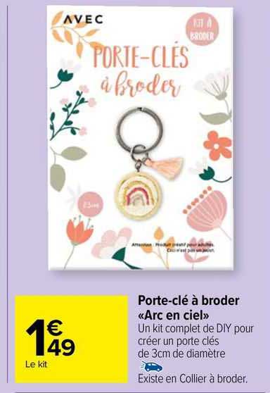 porte-clé à broder «arc en ciel»
