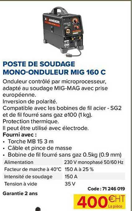 poste de soudage mono-onduleur mg 160 c