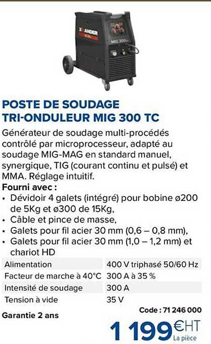 poste de soudage tri-onduleur mig 300 tc
