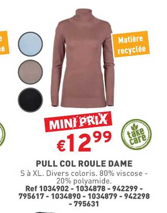pull col roulé dame