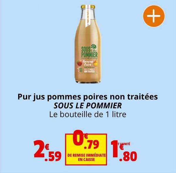 pur jus pommes poires non traitées sous le pommier