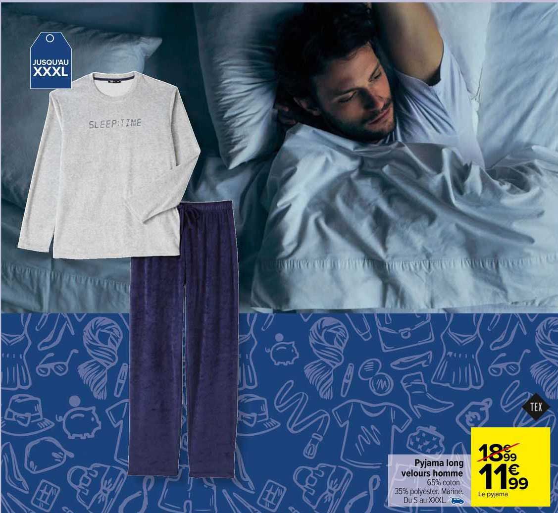 Pyjama Long Velours Homme Tex