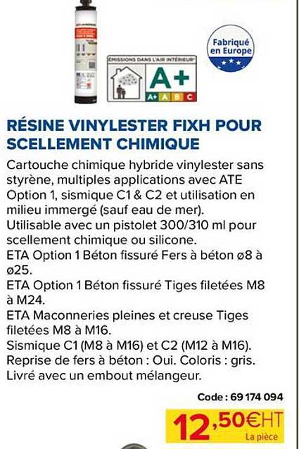 résine vinylester fixh pour scellement chimique