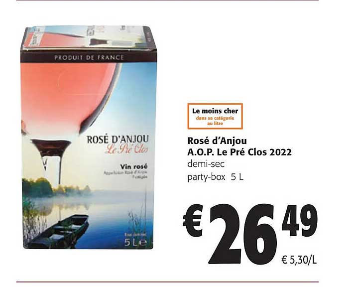rosé d'anjou a.o.p. le pré clos 2022 demi-sec party-box