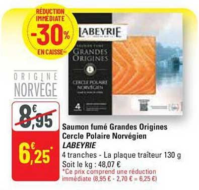 saumon fumé grandes origines cercle polaire norvégien labeyrie