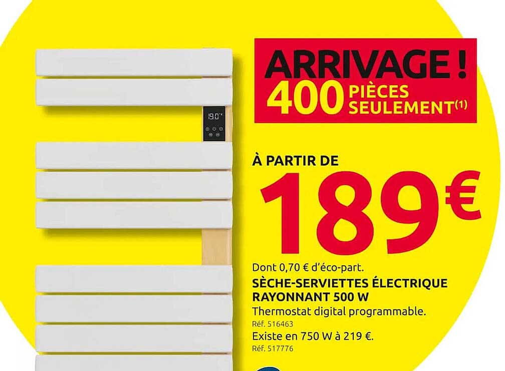 sèche-serviettes électrique rayonnant 500 w