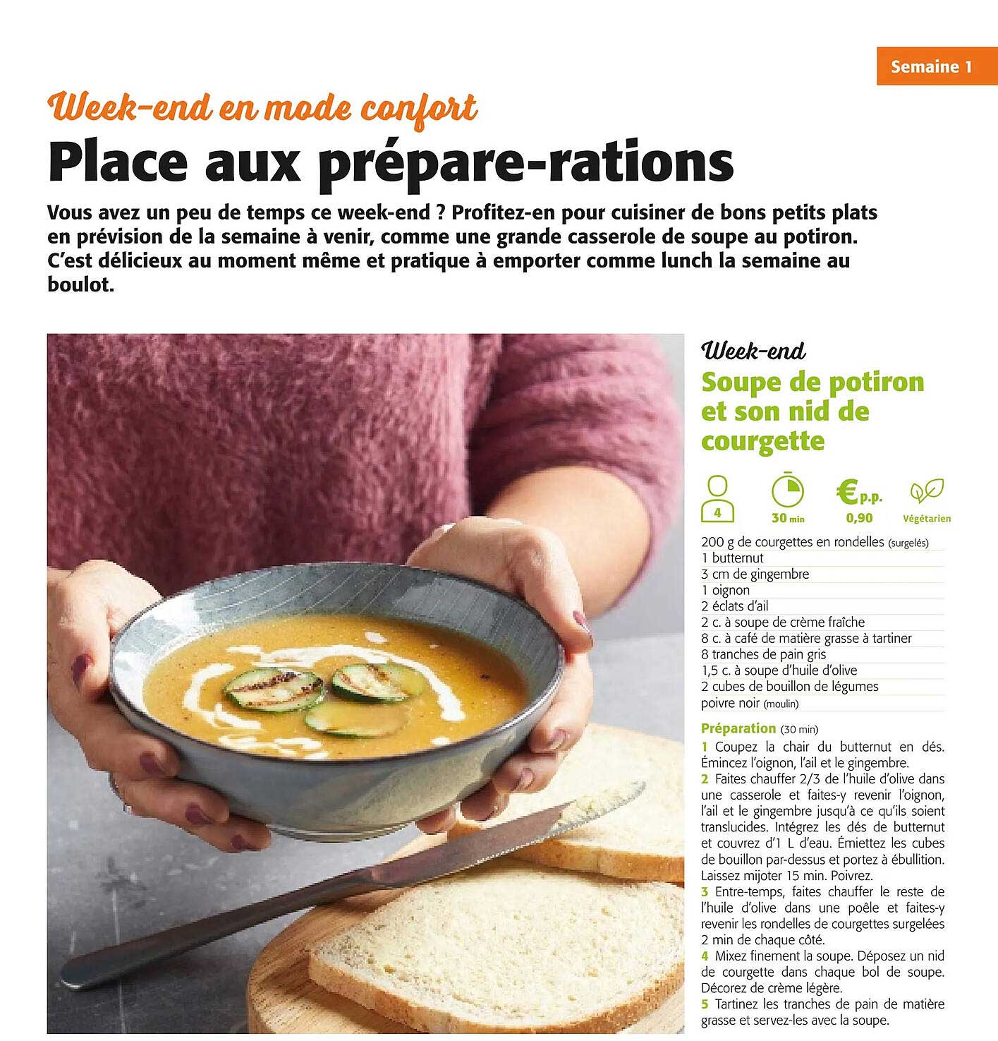soupe de potiron et son nid de courgette