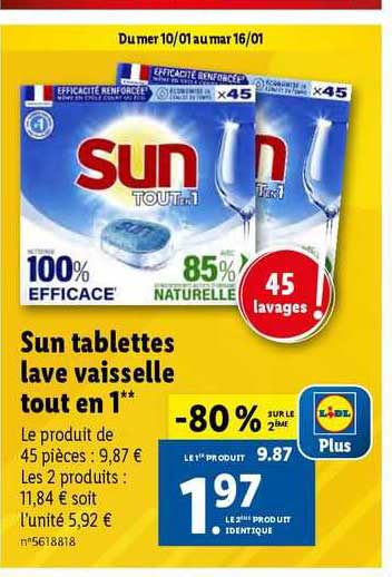 sun tablettes lave vaisselle tout en 1