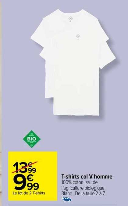 t-shirts col v homme