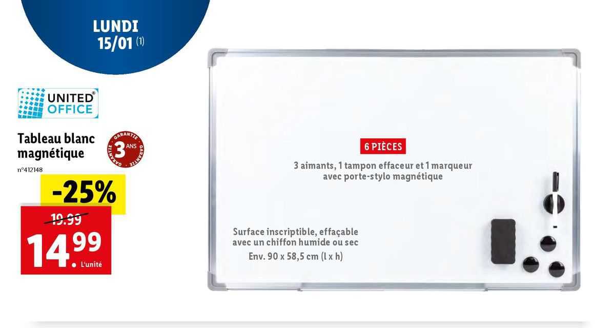 tableau blanc magnétique united office
