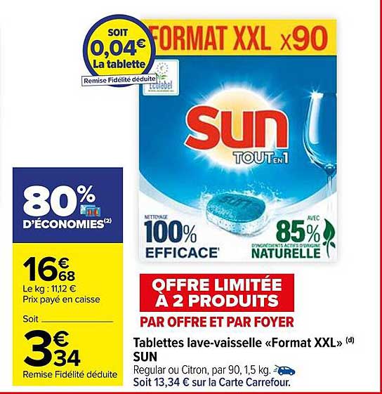 tablettes lave-vaisselle «format xxl» sun