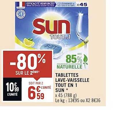 tablettes lave-vaisselle tout en 1 sun