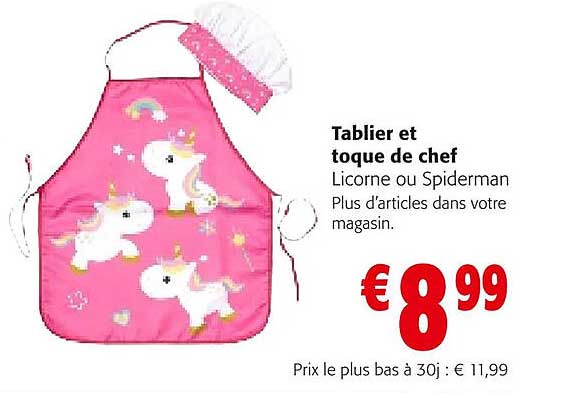 Tablier Et Toque De Chef Licorne Ou Spiderman