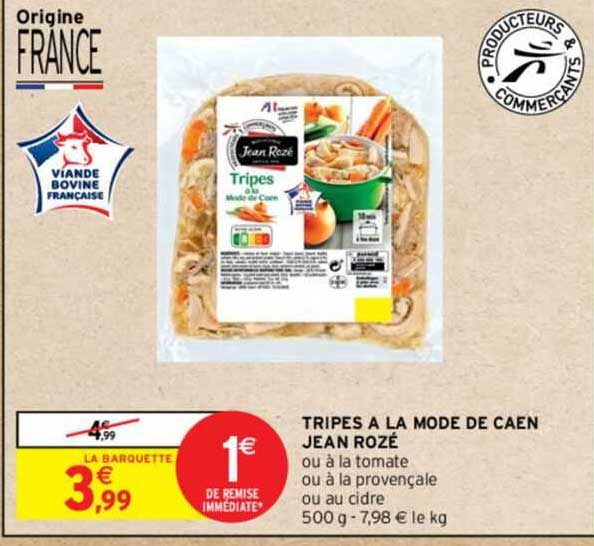 tripes à la mode de caen jean rozé ou à la tomate ou à la provençale ou au cidre