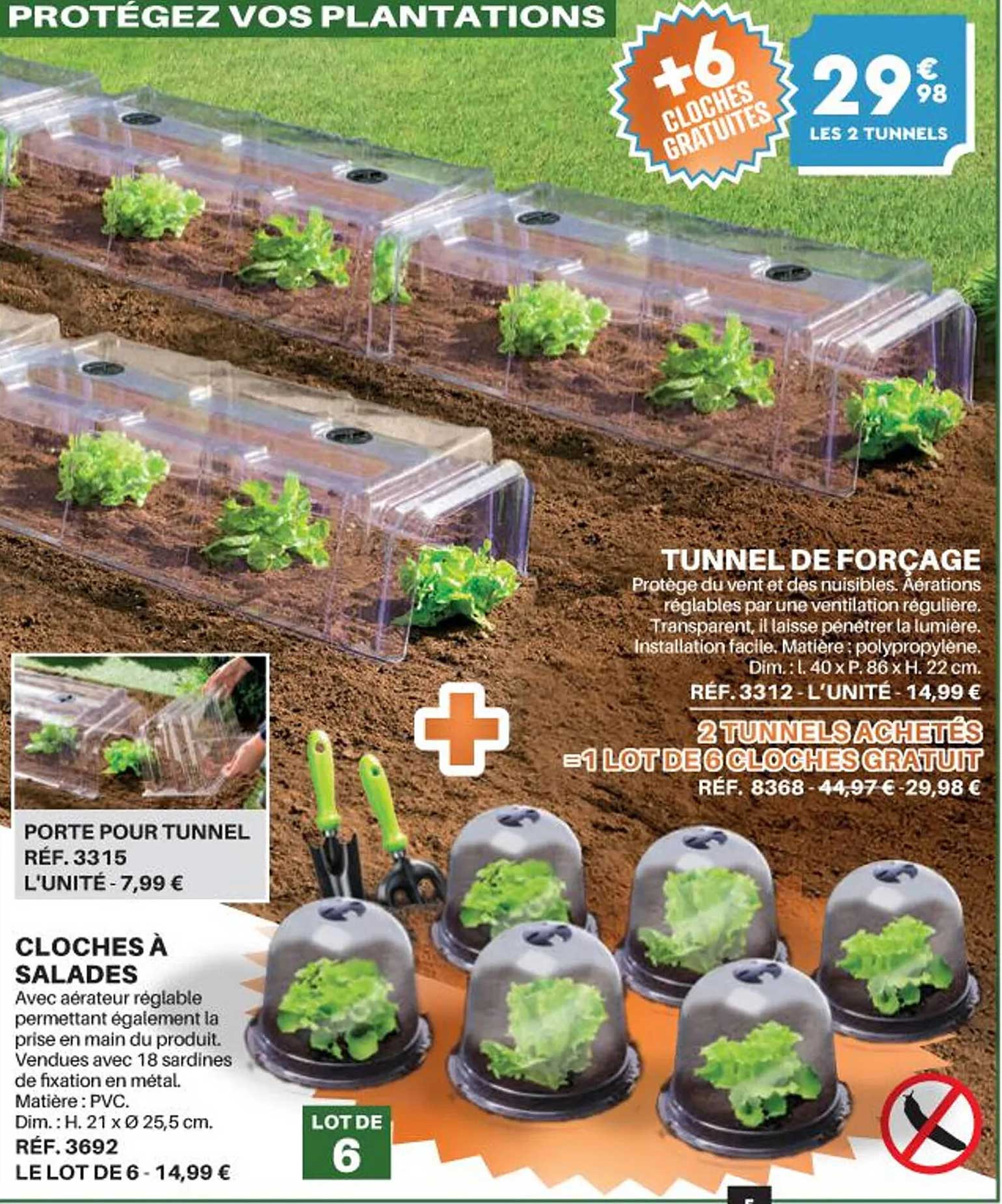 tunnel de forçage cloches à salades