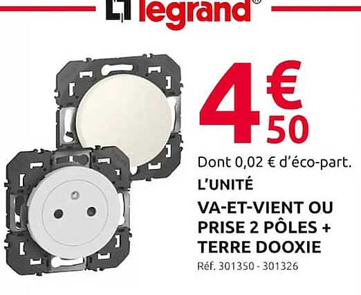 va-et-vient ou prise 2 pôles + terre dooxie legrand