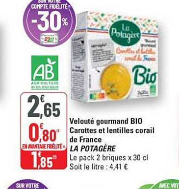 Velouté Gourmand Bio Carottes Et Lentilles Corail De France La Potagère