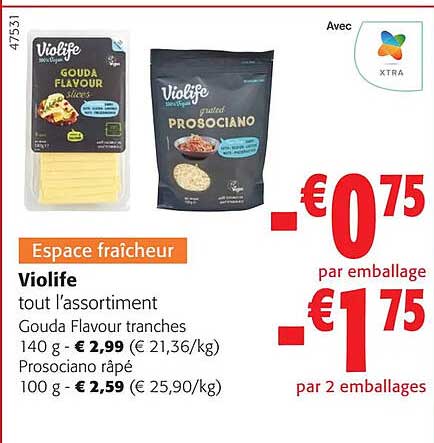 violife gouda flavour tranches, prosociano râpé