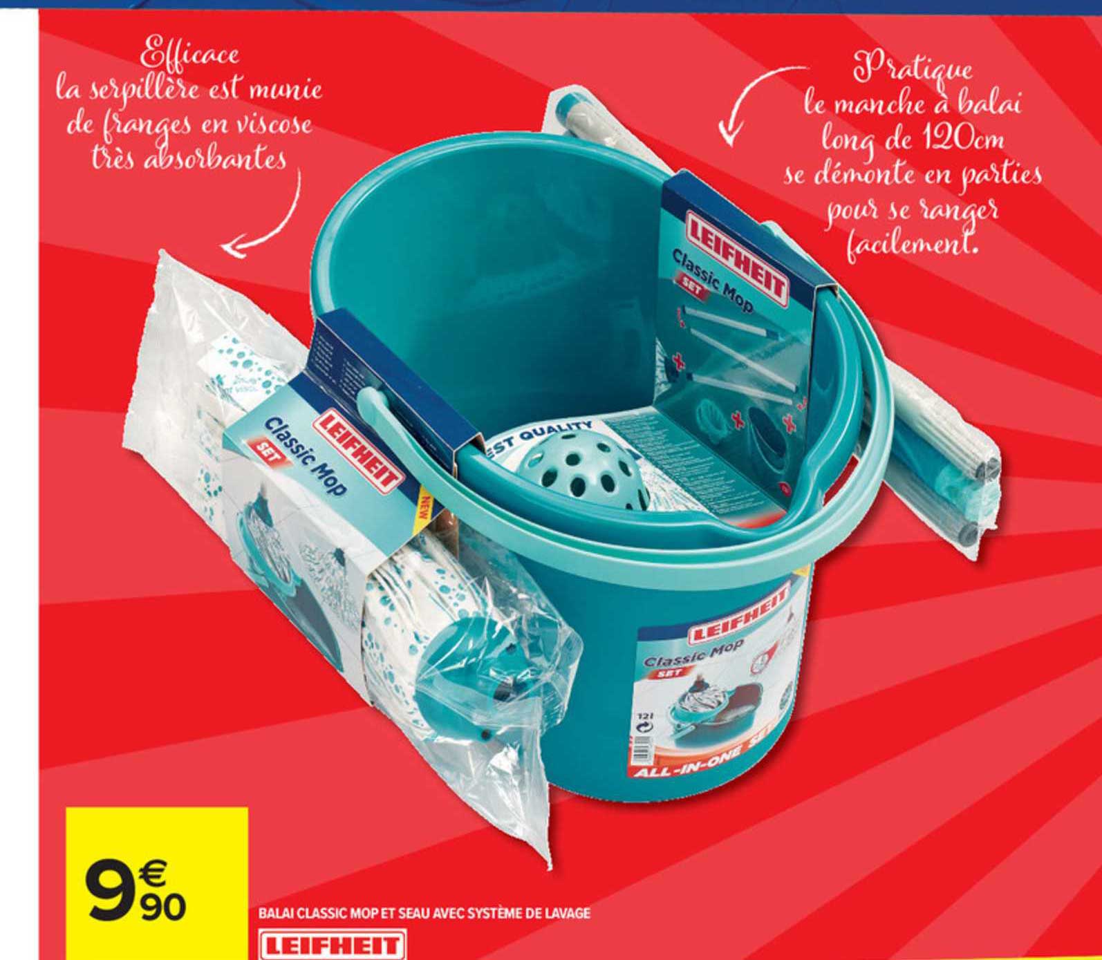 Balai Classic Mop Et Seau Avec Système De Lavage Leifheit