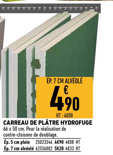 carreau de plâtre hydrofuge
